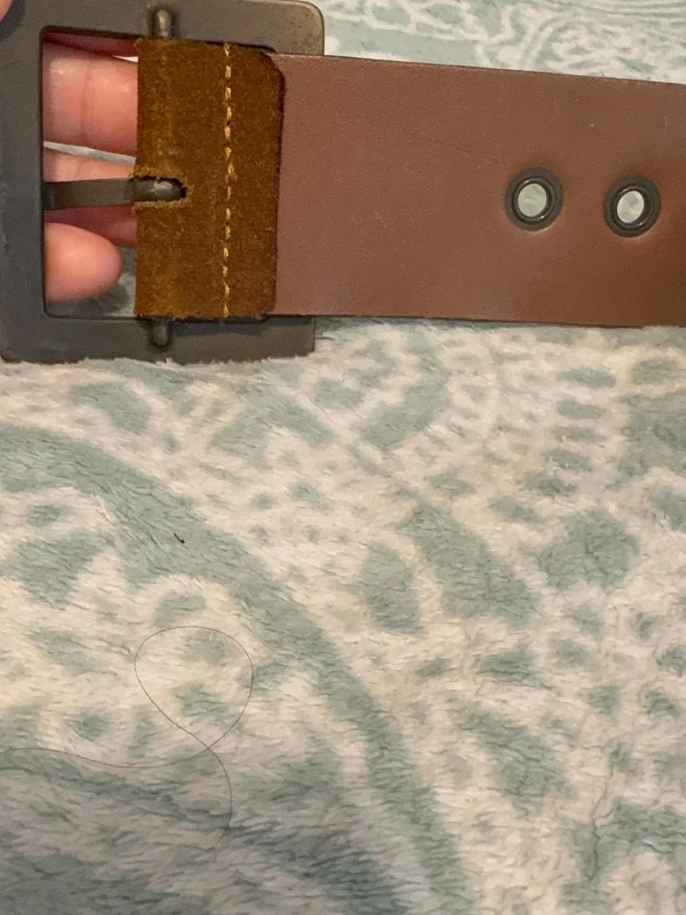 Dolce & Gabbana Men’s Tan Suede Belt with Distressed Metal Buckle